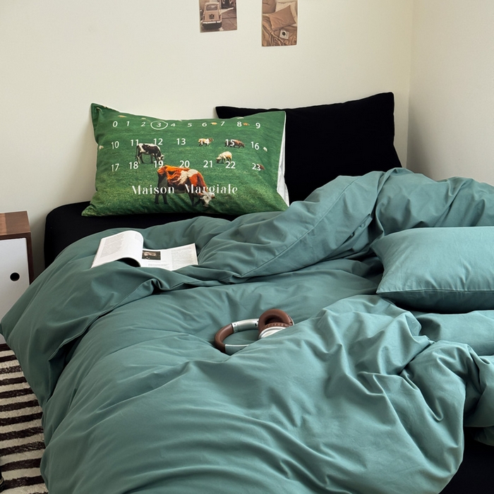 91家纺网 家纺一手货源 找家纺 （总）艾沁家纺 2024新款简约风全棉色织水洗棉混搭四件套