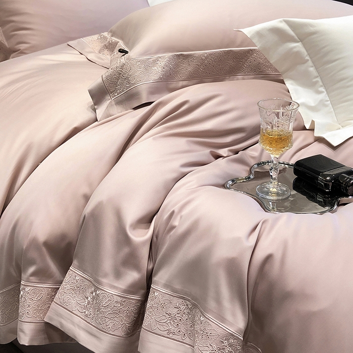 91家纺网 家纺一手货源 找家纺 黑白森林 2024新款50X50S天丝棉磨毛四件套 瑞丽-梦幻粉