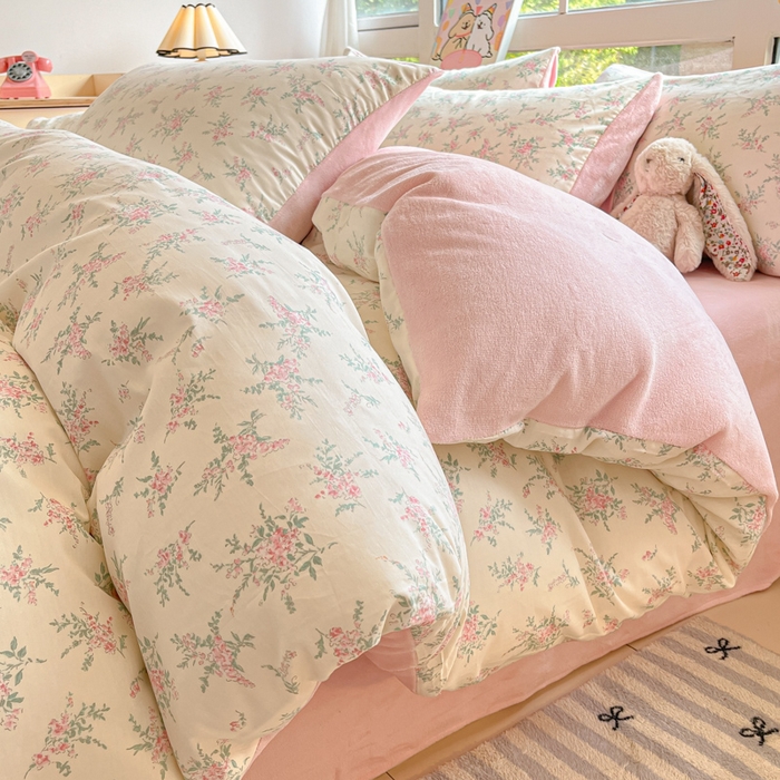 91家纺网 家纺一手货源 找家纺 麦伦家居 2024秋冬新品 多功能床品全棉+牛奶绒四件套 浪漫汐颜