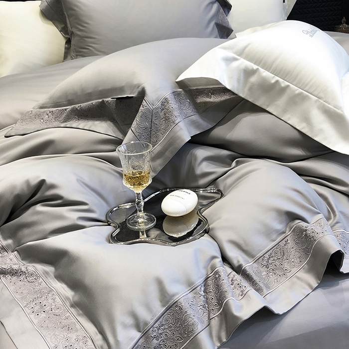 91家纺网 家纺一手货源 找家纺 黑白森林 2024新款50X50S天丝棉磨毛四件套 瑞丽-星空灰