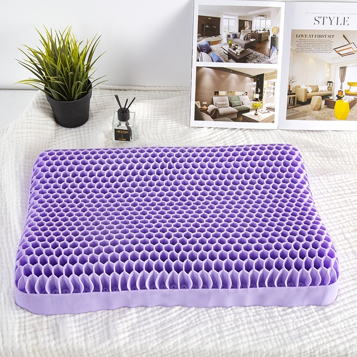 91家纺网 家纺一手货源 找家纺 眠多宝 2024新TPE果胶枕礼盒装深睡眠枕深睡枕芯枕头释压枕果冻枕 优雅紫（蜂窝款）35*52*8/10cm(高）