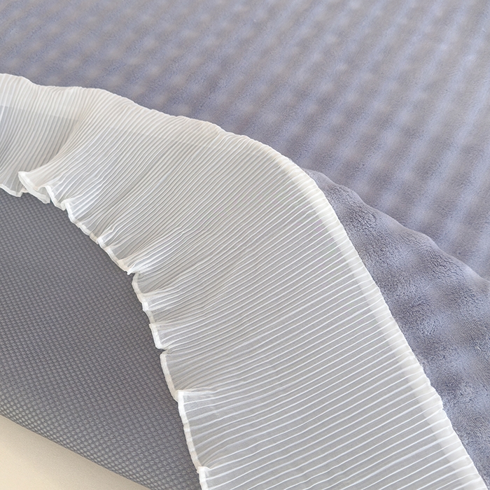 91家纺网 家纺一手货源 找家纺 冬然家纺 2024新款泡泡绒床裙四件套系列 泡泡绒-淡雅灰