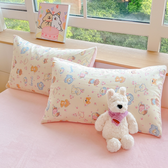 91家纺网 家纺一手货源 找家纺 麦伦家居 2024秋冬新品 多功能床品全棉+牛奶绒四件套 1狗狗家族