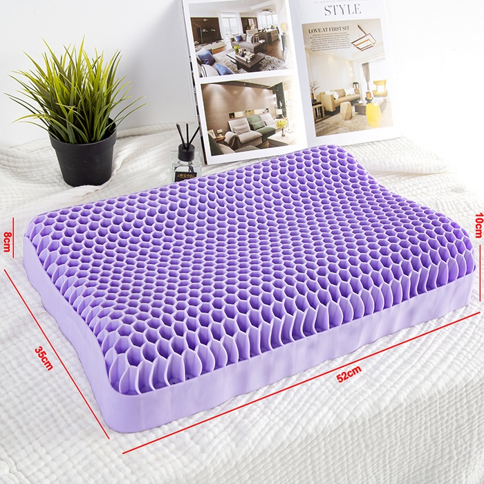 91家纺网 家纺一手货源 找家纺 眠多宝 2024新TPE果胶枕礼盒装深睡眠枕深睡枕芯枕头释压枕果冻枕 优雅紫（蜂窝款）35*52*8/10cm(高）