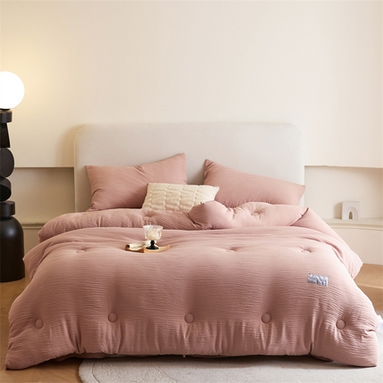 91家纺网 家纺一手货源 找家纺 （总）头等舱 2025新款皱皱双层纱A类20大豆抗菌秋冬被