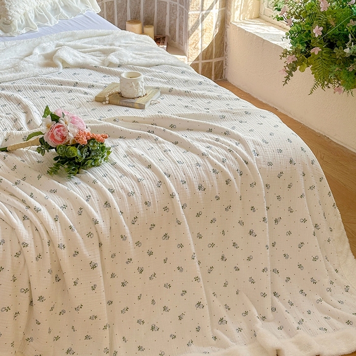 91家纺网 家纺一手货源 找家纺 木楌家居 2025新款皱绉纱空调盖被毯 舒蕊