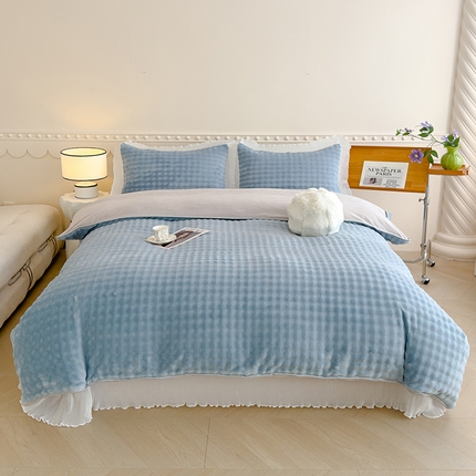 冬然家纺 2024新款泡泡绒床裙四件套系列 泡泡绒-梦幻蓝