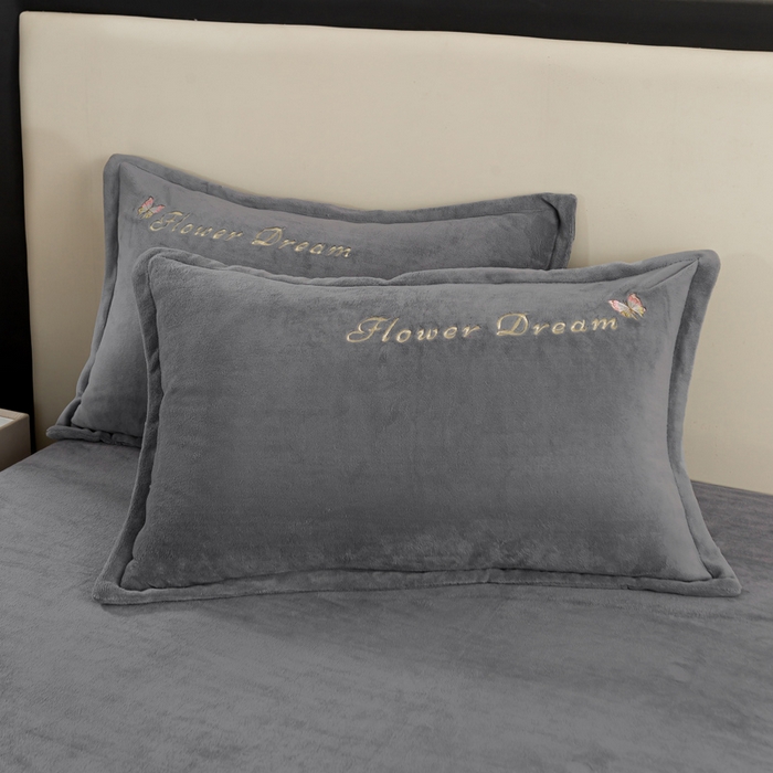 91家纺网 家纺一手货源 找家纺 晶缦家纺 2024新款高克重牛奶绒刺绣花四件套 花仙子-烟灰