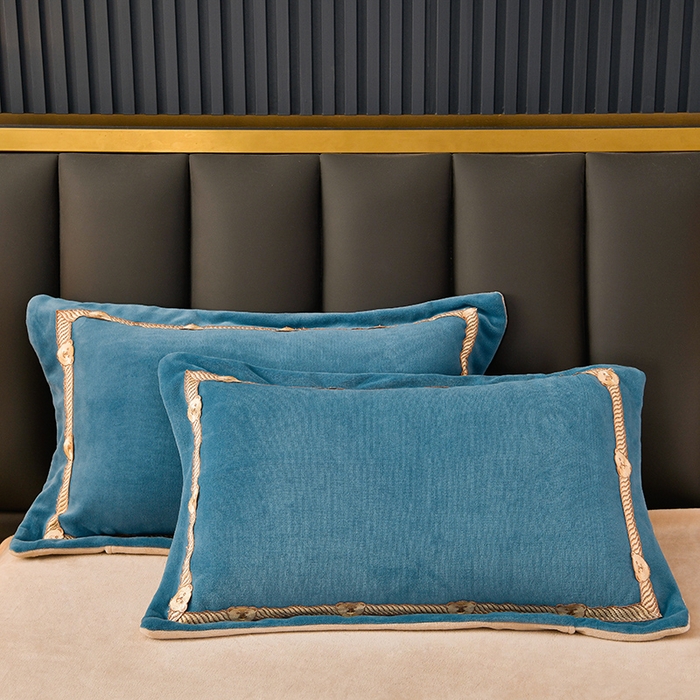 91家纺网 家纺一手货源 找家纺 云家 （包含买家秀）2024新款高克重牛奶绒纯色双拼刺绣四件套珊瑚绒 凯迪系列 凯迪-宾利兰+米驼