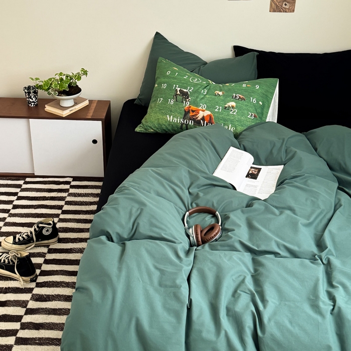 91家纺网 家纺一手货源 找家纺 （总）艾沁家纺 2024新款简约风全棉色织水洗棉混搭四件套