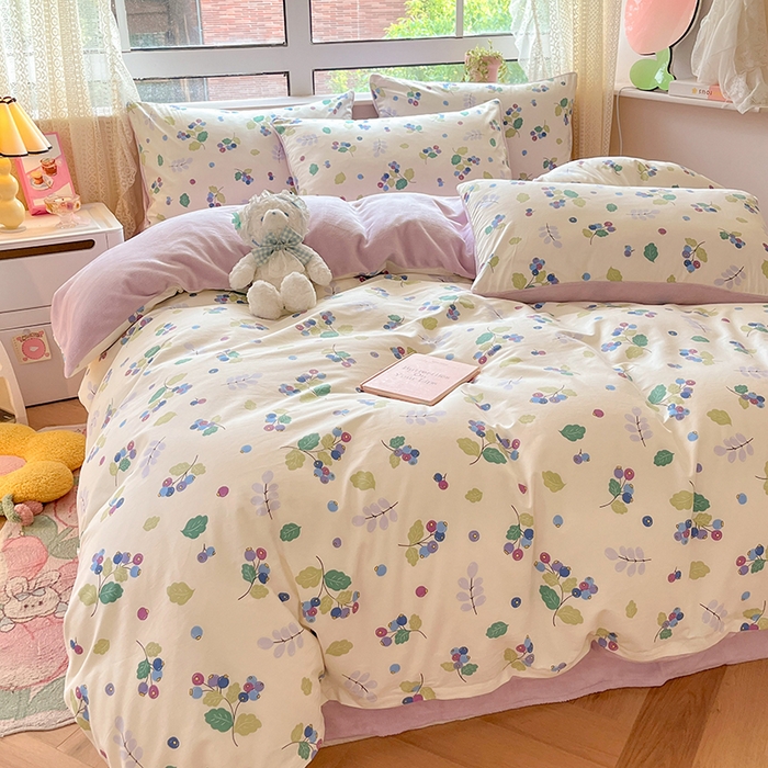 91家纺网 家纺一手货源 找家纺 麦伦家居 2024秋冬新品 多功能床品全棉+牛奶绒四件套 北野花雾