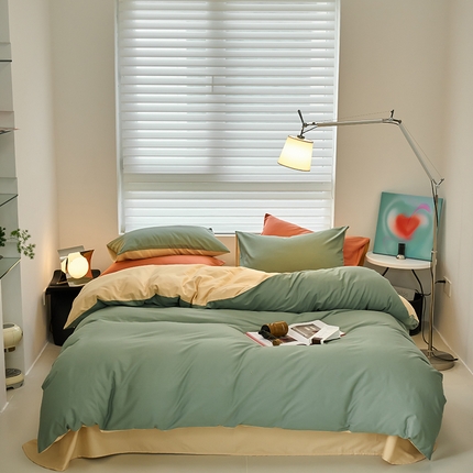 91家纺网 家纺一手货源 找家纺 （总）沐晴家纺 2024新款纯色火山保暖全棉磨毛纯色简约轻奢四件套