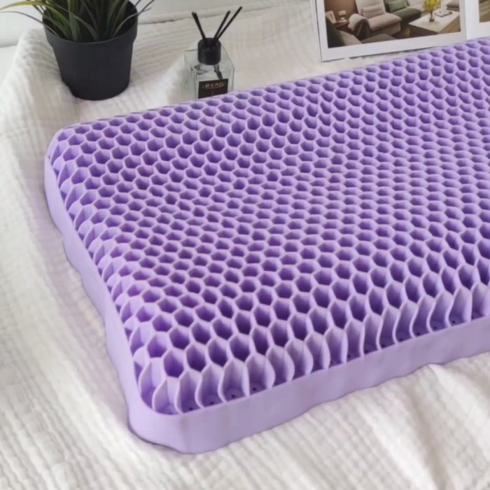 91家纺网 家纺一手货源 找家纺 眠多宝 2024新TPE果胶枕礼盒装深睡眠枕深睡枕芯枕头释压枕果冻枕 优雅紫（蜂窝款）35*52*8/10cm(高）