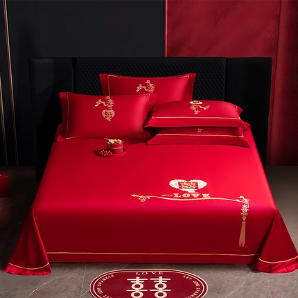 91家纺网 家纺一手货源 找家纺 （总）千禧家纺 2025新款长绒棉绣花婚庆三件套