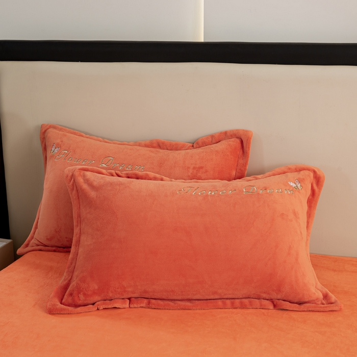 91家纺网 家纺一手货源 找家纺 晶缦家纺 2024新款高克重牛奶绒刺绣花四件套 花仙子-香橙