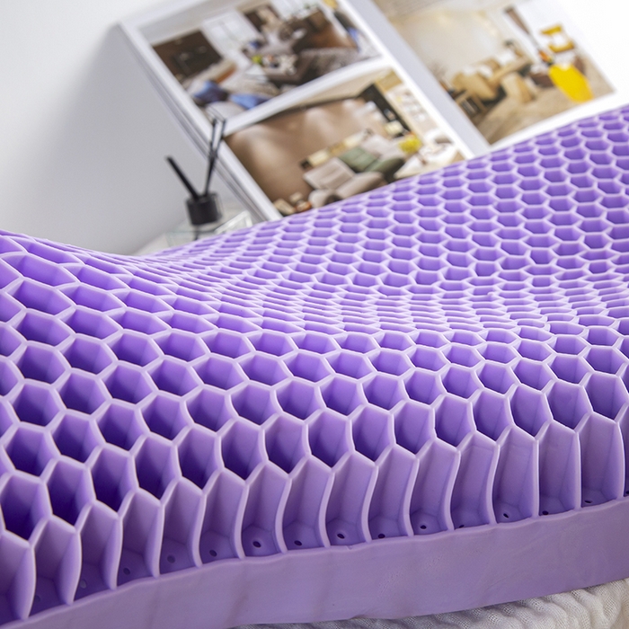 91家纺网 家纺一手货源 找家纺 眠多宝 2024新TPE果胶枕礼盒装深睡眠枕深睡枕芯枕头释压枕果冻枕 优雅紫（蜂窝款）35*52*8/10cm(高）