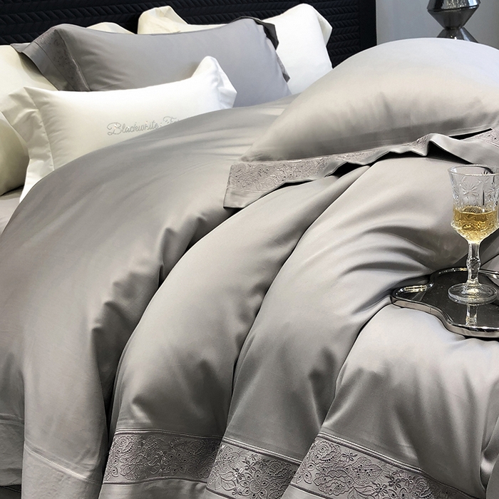 91家纺网 家纺一手货源 找家纺 黑白森林 2024新款50X50S天丝棉磨毛四件套 瑞丽-星空灰