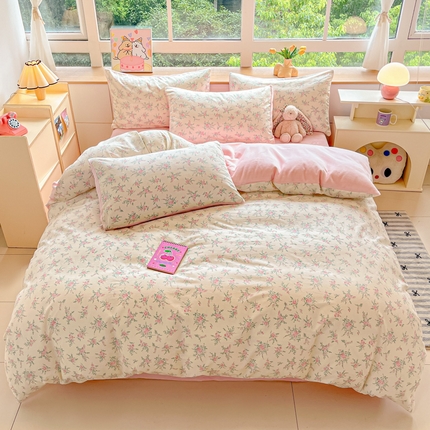 91家纺网 家纺一手货源 找家纺 麦伦家居 2024秋冬新品 多功能床品全棉+牛奶绒四件套 浪漫汐颜