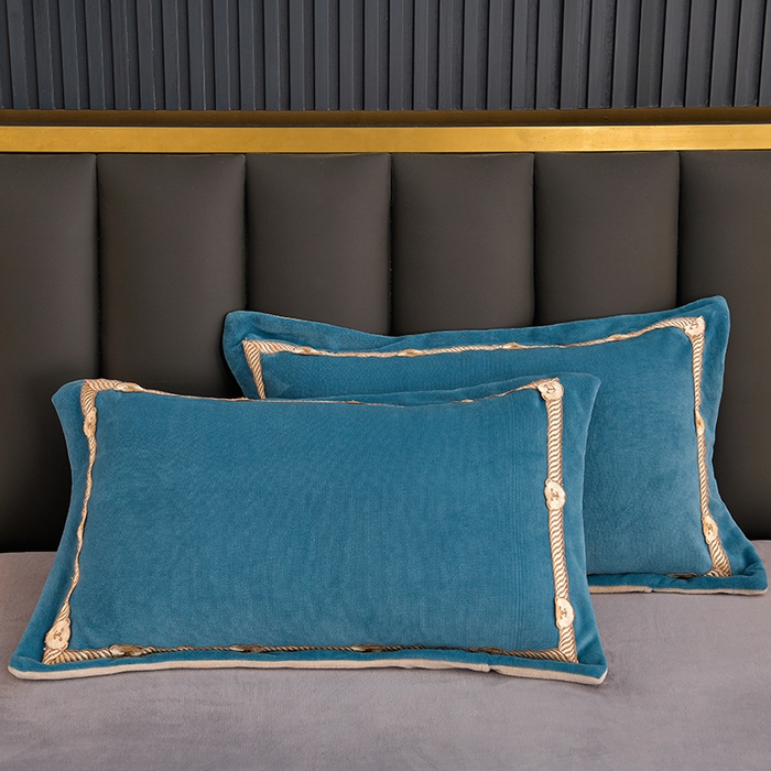 91家纺网 家纺一手货源 找家纺 云家 （包含买家秀）2024新款高克重牛奶绒纯色双拼刺绣四件套珊瑚绒 凯迪系列 凯迪-宾利兰+高级灰