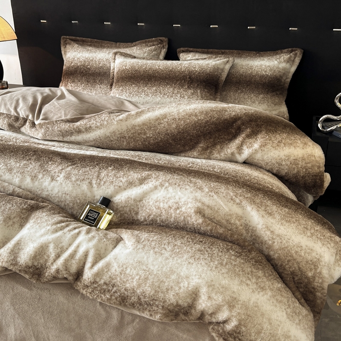 91家纺网 家纺一手货源 找家纺 慕尚家纺 2025新款高端亲肤舒适暖芙兔毛四件套 暖芙-白调咖