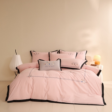 91家纺网 家纺一手货源 找家纺 （总）如一 2024新款全棉水洗棉刺绣工艺款四件套--风格二