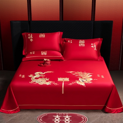 91家纺网 家纺一手货源 找家纺 （总）千禧家纺 2025新款长绒棉绣花婚庆三件套