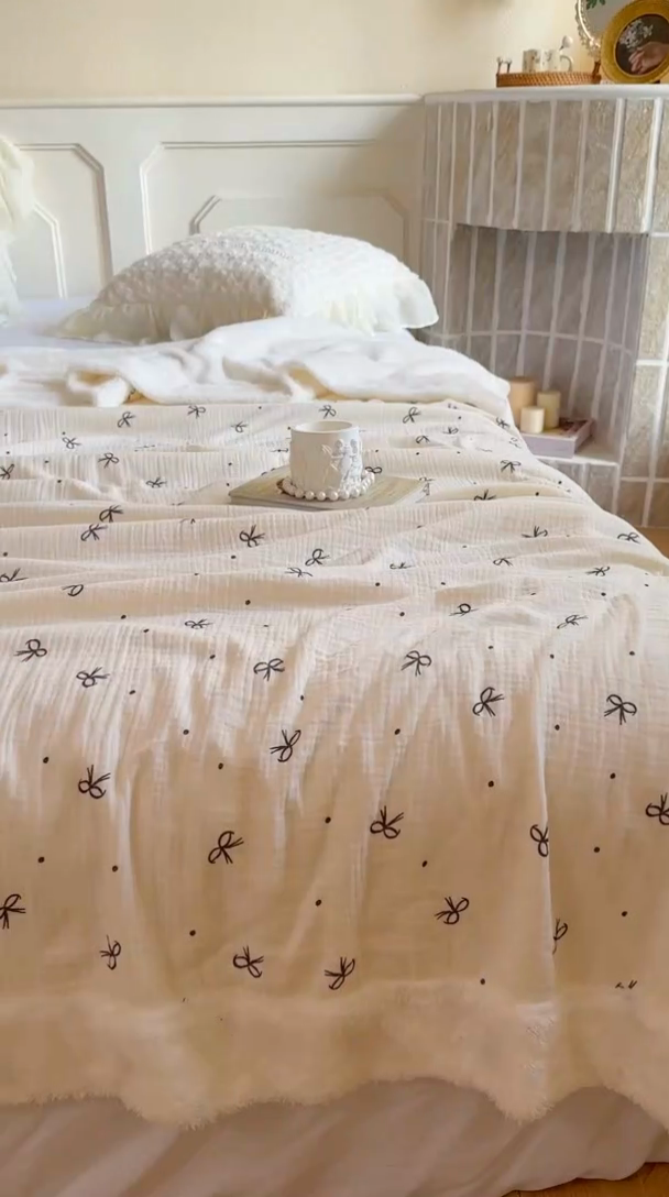 91家纺网 家纺一手货源 找家纺 木楌家居 2025新款皱绉纱空调盖被毯 露丝