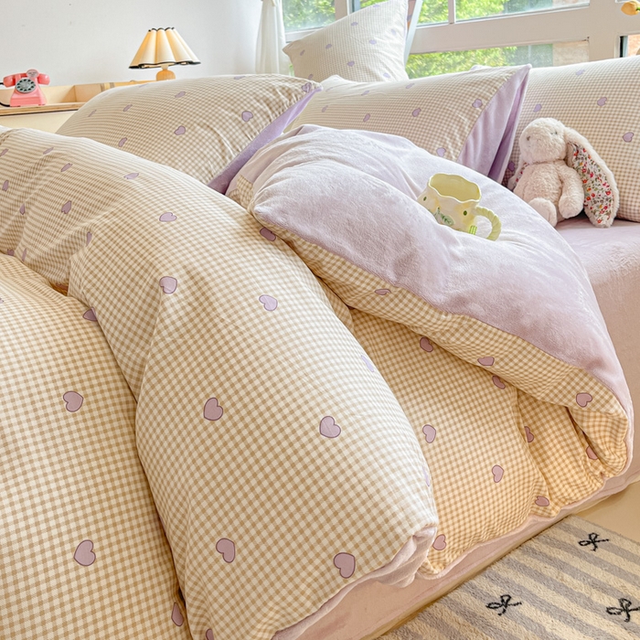 91家纺网 家纺一手货源 找家纺 麦伦家居 2024秋冬新品 多功能床品全棉+牛奶绒四件套爱的小屋