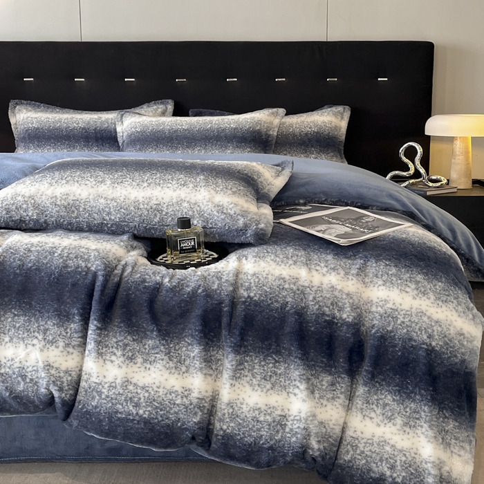 91家纺网 家纺一手货源 找家纺 慕尚家纺 2025新款高端亲肤舒适暖芙兔毛四件套 暖芙-藏蓝