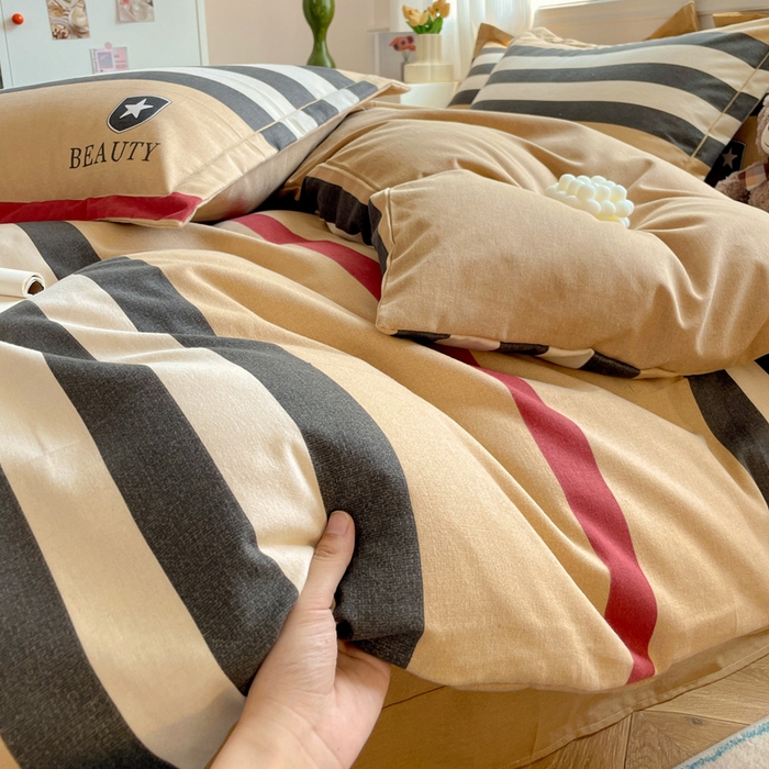 91家纺网 家纺一手货源 找家纺 暖芯优选 2025直播热款加厚全棉磨毛四件套喷气印花纯棉（一字绣工艺款）学生三件套9月上新 安可