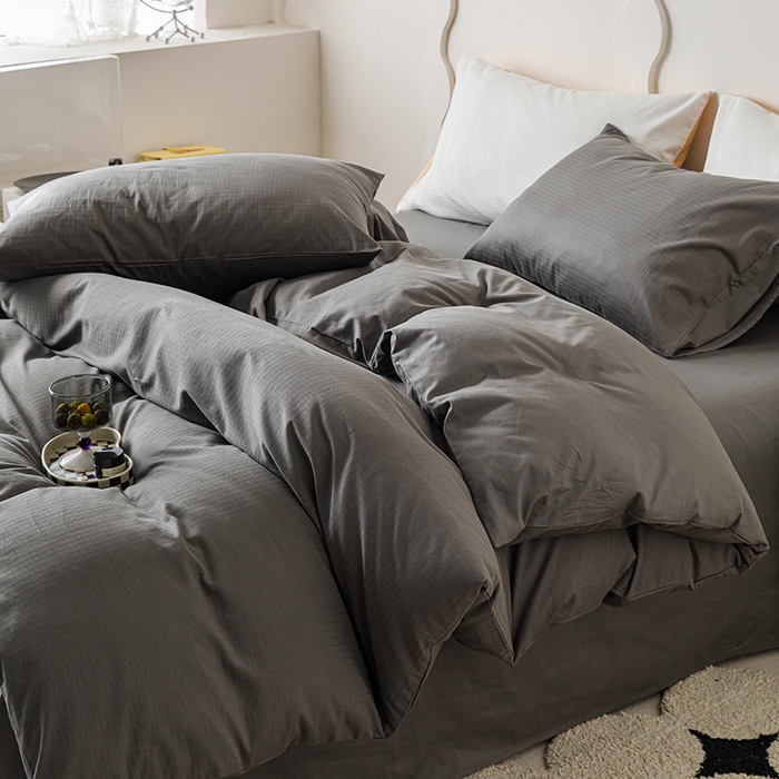 91家纺网 家纺一手货源 找家纺 简宜家居 2025新款60S长绒棉提花四件套 绅士-灰