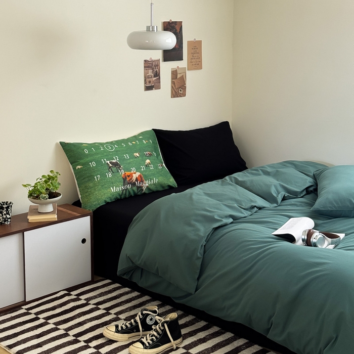 91家纺网 家纺一手货源 找家纺 （总）艾沁家纺 2024新款简约风全棉色织水洗棉混搭四件套