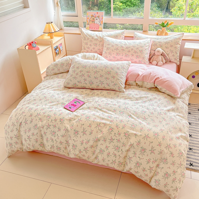 91家纺网 家纺一手货源 找家纺 麦伦家居 2024秋冬新品 多功能床品全棉+牛奶绒四件套 浪漫汐颜