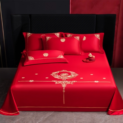 91家纺网 家纺一手货源 找家纺 （总）千禧家纺 2025新款长绒棉绣花婚庆三件套