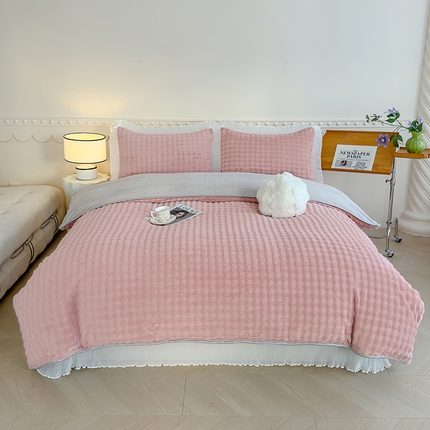 冬然家纺 2024新款泡泡绒床裙四件套系列 泡泡绒-樱花粉
