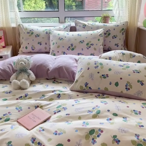 91家纺网 家纺一手货源 找家纺 麦伦家居 2024秋冬新品 多功能床品全棉+牛奶绒四件套 北野花雾