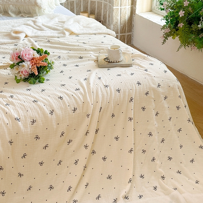 91家纺网 家纺一手货源 找家纺 木楌家居 2025新款皱绉纱空调盖被毯 露丝