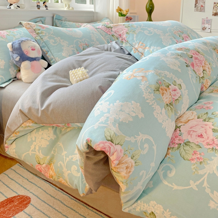 91家纺网 家纺一手货源 找家纺 暖芯优选 2025直播热款加厚全棉磨毛四件套喷气印花纯棉（一字绣工艺款）学生三件套9月上新 流年