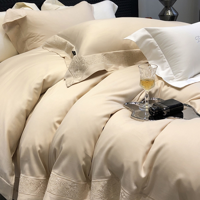 91家纺网 家纺一手货源 找家纺 黑白森林 2024新款50X50S天丝棉磨毛四件套 瑞丽-蜜合驼