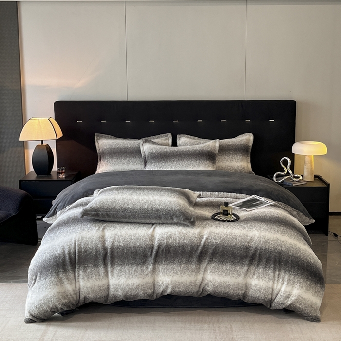 91家纺网 家纺一手货源 找家纺 慕尚家纺 2025新款高端亲肤舒适暖芙兔毛四件套 暖芙-霞灰