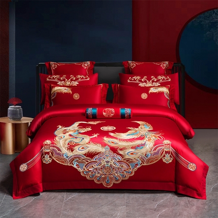 91家纺网 家纺一手货源 找家纺 （总）博之洋 2025新款纯棉新中式刺绣婚庆四件套多件套