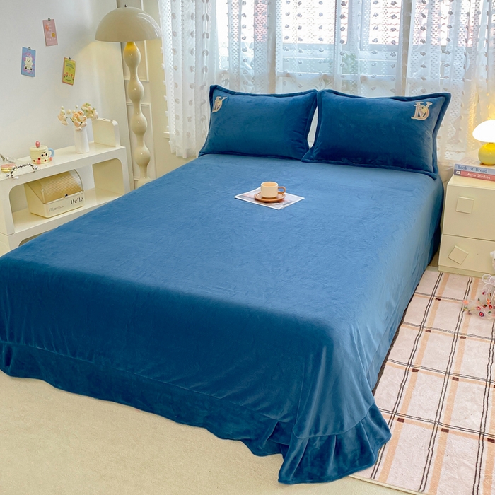 91家纺网 家纺一手货源 找家纺 （总）高克重牛奶绒刺绣花四件套舒适厚实冬季保暖牛奶绒四件套田园花卉系列