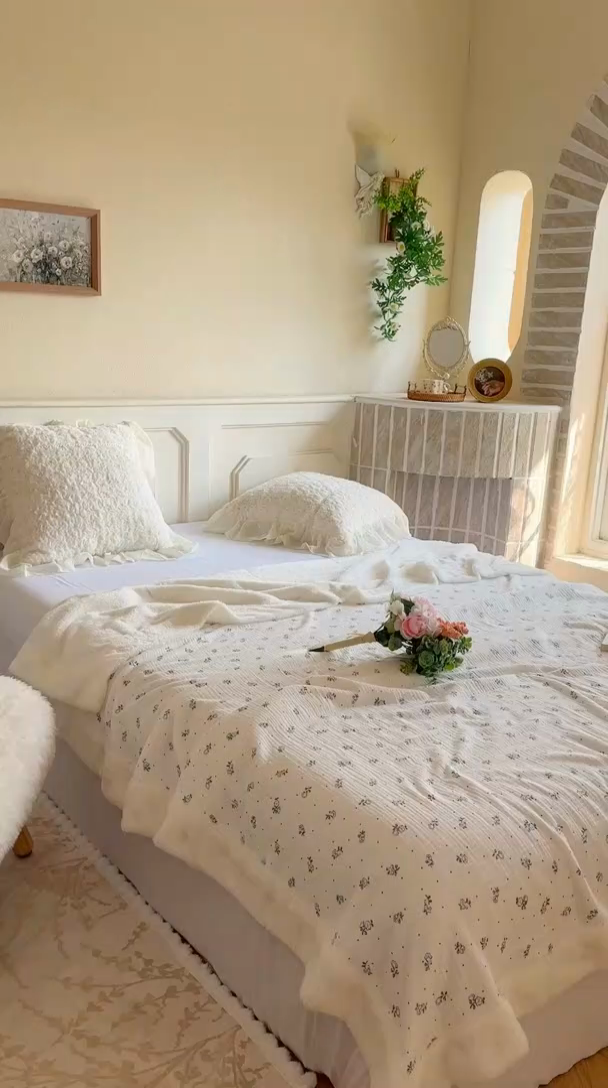 91家纺网 家纺一手货源 找家纺 木楌家居 2025新款皱绉纱空调盖被毯 舒蕊