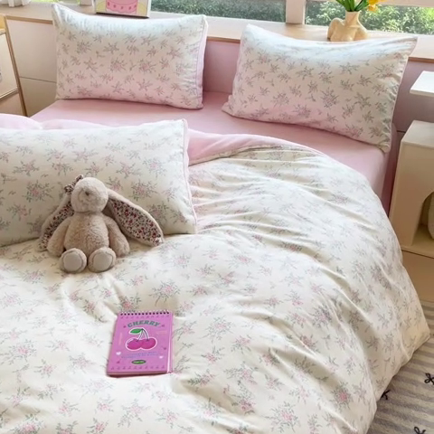 91家纺网 家纺一手货源 找家纺 麦伦家居 2024秋冬新品 多功能床品全棉+牛奶绒四件套 浪漫汐颜