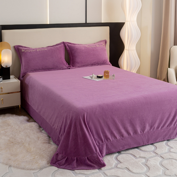 91家纺网 家纺一手货源 找家纺 晶缦家纺 2024新款高克重牛奶绒刺绣花四件套 花仙子-淡紫