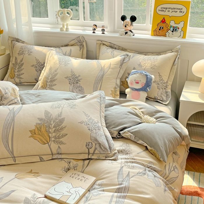 91家纺网 家纺一手货源 找家纺 暖芯优选 2025直播热款加厚全棉磨毛四件套喷气印花纯棉（一字绣工艺款）学生三件套9月上新 幽羽