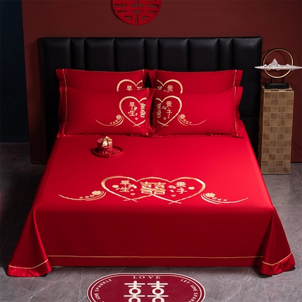 91家纺网 家纺一手货源 找家纺 （总）千禧家纺 2025新款长绒棉绣花婚庆三件套