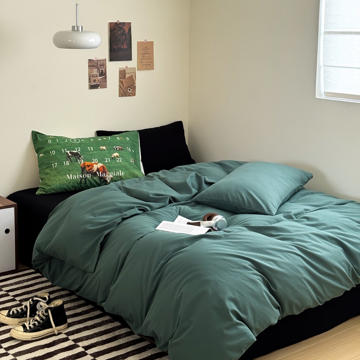 91家纺网 家纺一手货源 找家纺 （总）艾沁家纺 2024新款简约风全棉色织水洗棉混搭四件套