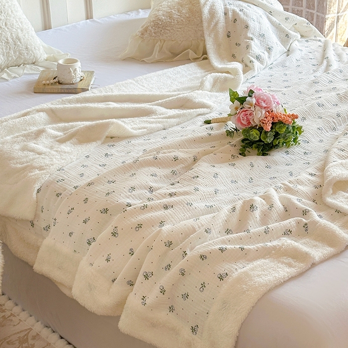 91家纺网 家纺一手货源 找家纺 木楌家居 2025新款皱绉纱空调盖被毯 舒蕊