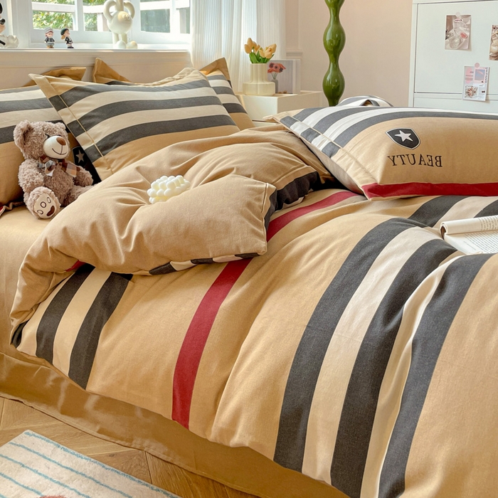 91家纺网 家纺一手货源 找家纺 暖芯优选 2025直播热款加厚全棉磨毛四件套喷气印花纯棉（一字绣工艺款）学生三件套9月上新 安可